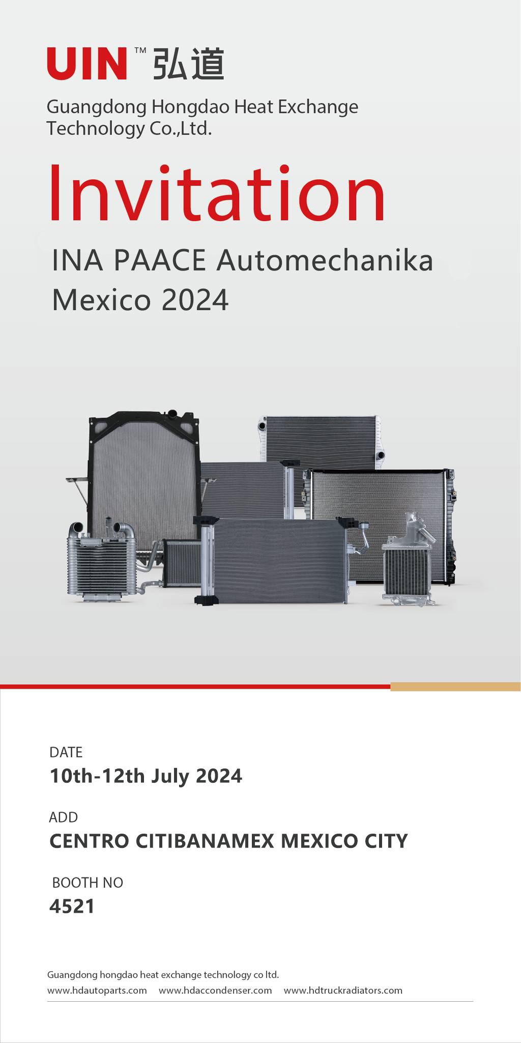 Hongdao INA PAACE Automechanika Mexico 2024 Hongdao Car Ac Condencer