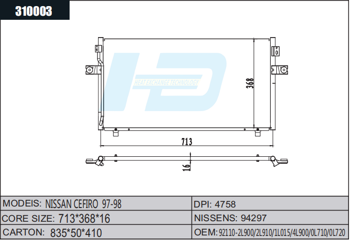 310003 NISSAN CEFIRO 97-98 Car Ac Condenser Machine 92110-2L900/2L910 ...